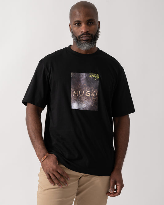 HUGO Doreston Mens Graphic T-Shirt - Black 001 | CHO | Designer Mens Short Sleeve T-Shirts & Tops