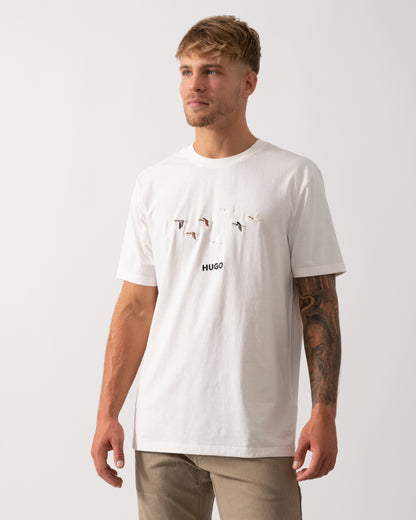 HUGO Dugolini Mens Cotton-Jersey T-Shirt with Embroidered Logo Artwork - Natural 102