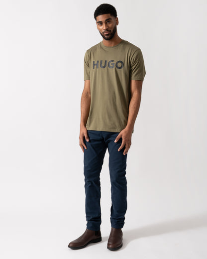 Full length shot of a Model wearing a HUGO Dulivio Mens T-Shirt in Open Green