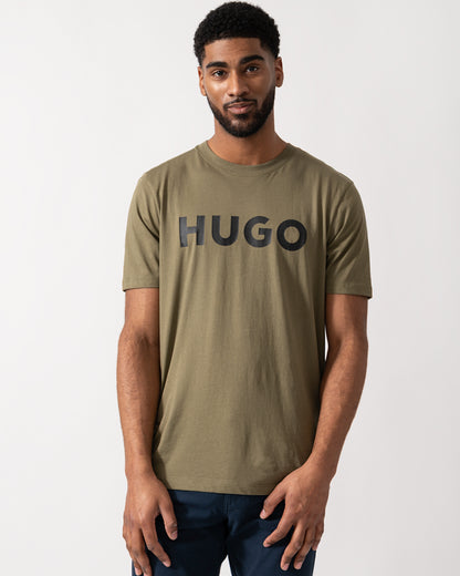 Model wearing a HUGO Dulivio Mens T-Shirt in Open Green