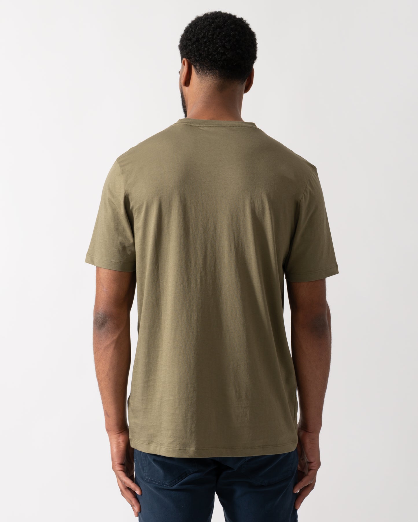 back shot of a Model wearing a HUGO Dulivio Mens T-Shirt in Open Green