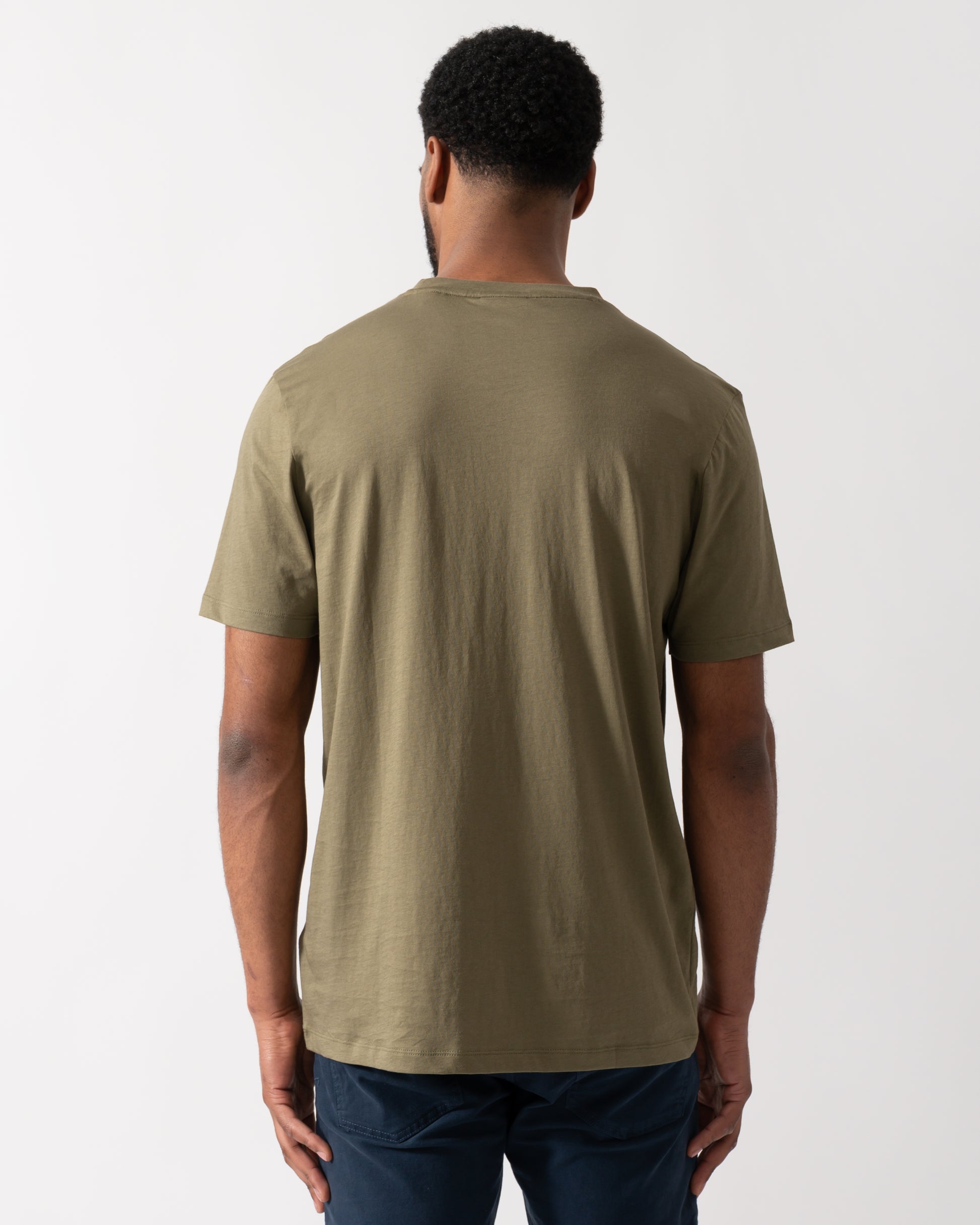 back shot of a Model wearing a HUGO Dulivio Mens T-Shirt in Open Green