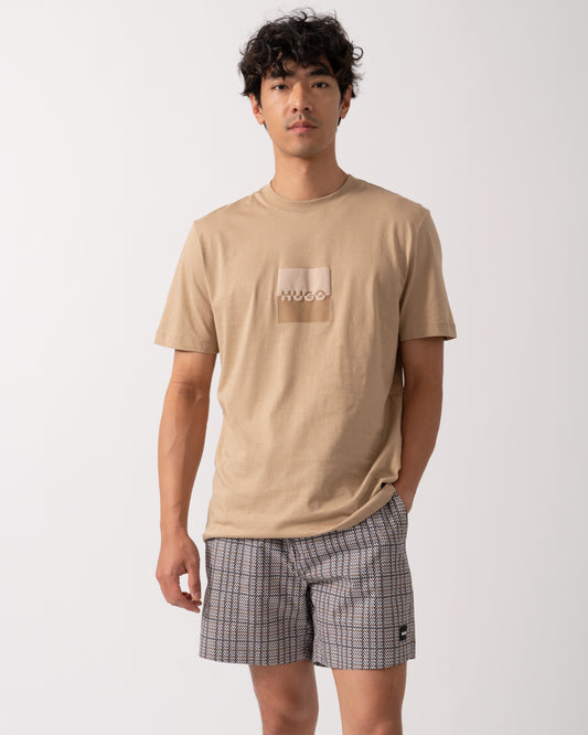 HUGO Dusplit Mens Logo Print T-Shirt - Medium Beige 269