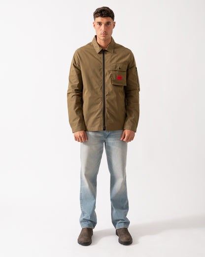 HUGO Emmond Mens Zip Overshirt - Open Green 355