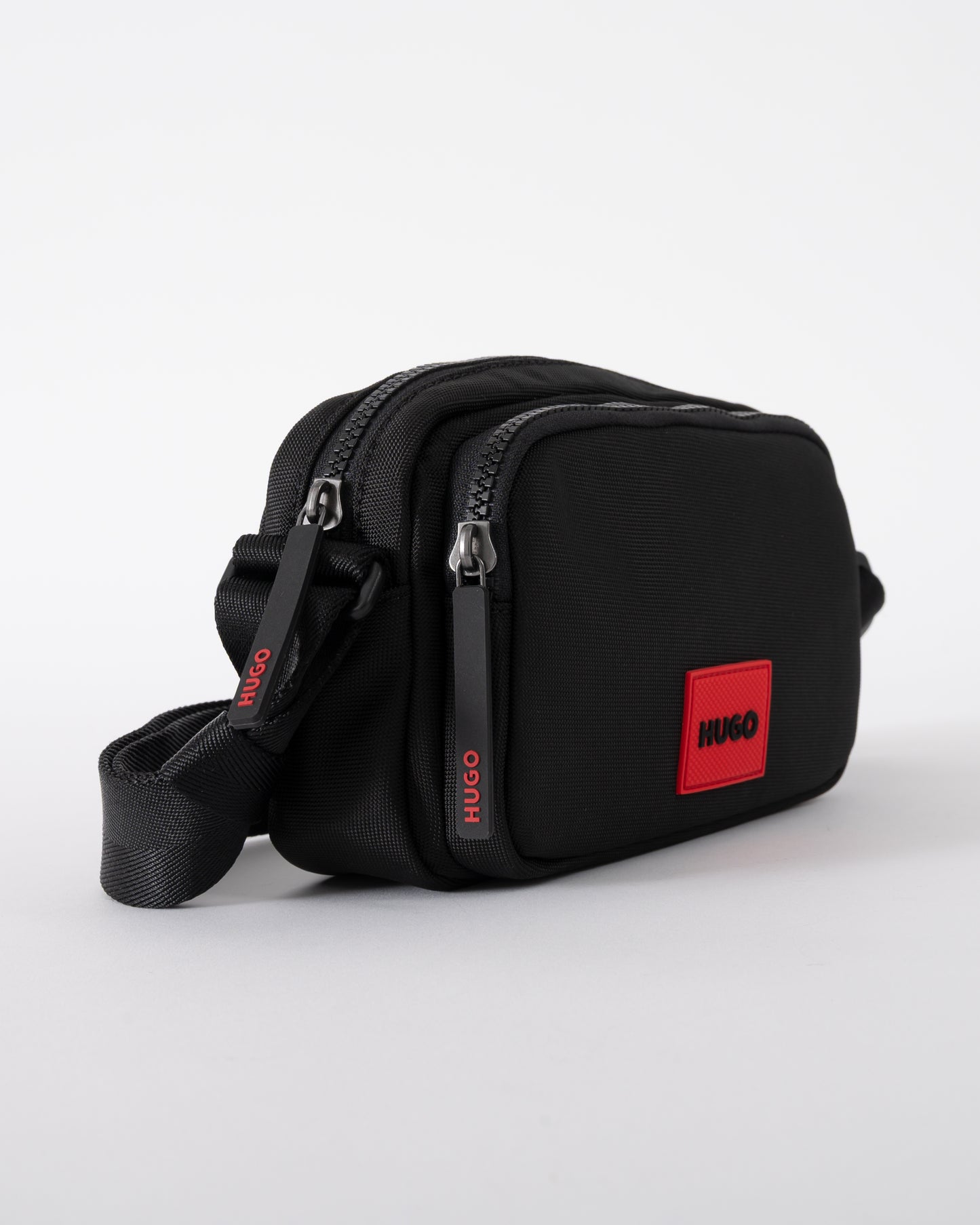 detail shot of a HUGO Ethon 3.0 Mens Crossbody Bag in Black