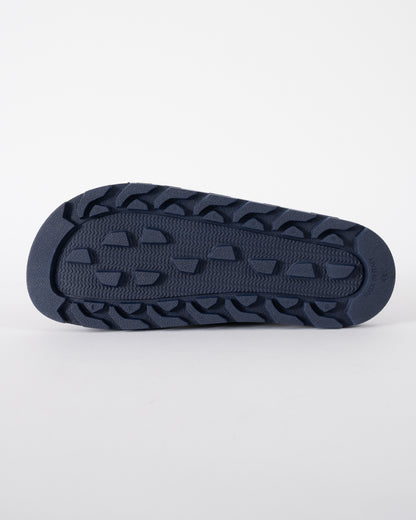 sole shot of HUGO Evander Mens Logo Sandals with Double Touch-Closure Straps in Dark Blue