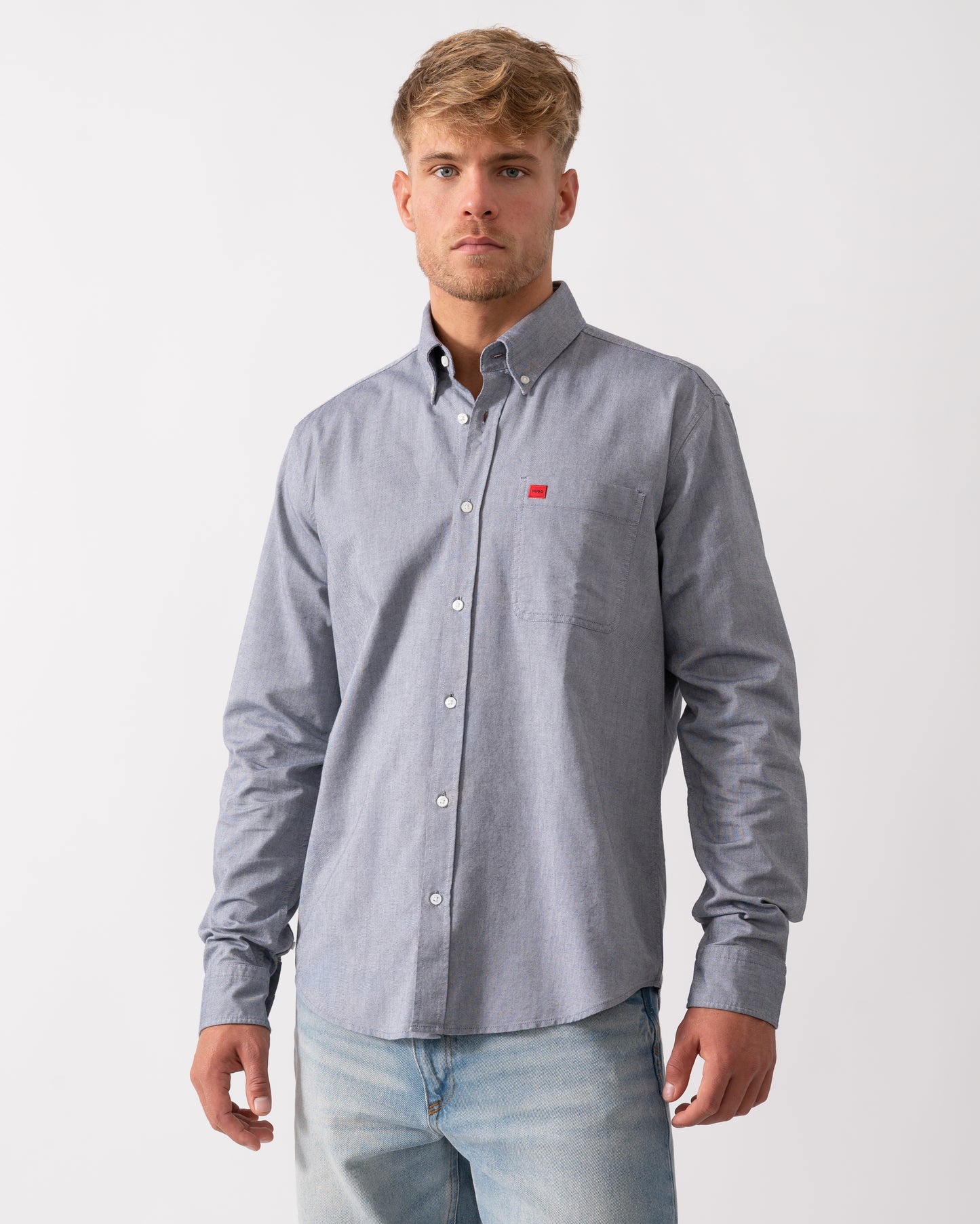 HUGO Evito Slim Fit Mens Long Sleeved Shirt in Navy