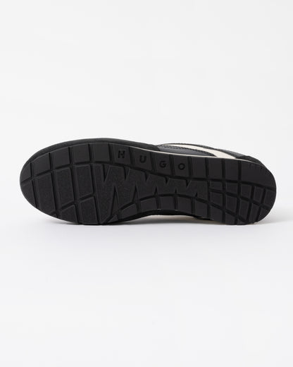 Sole of the HUGO Lytton Mens Suede-Panelled Trainers with a Retro Silhouette - Black 001