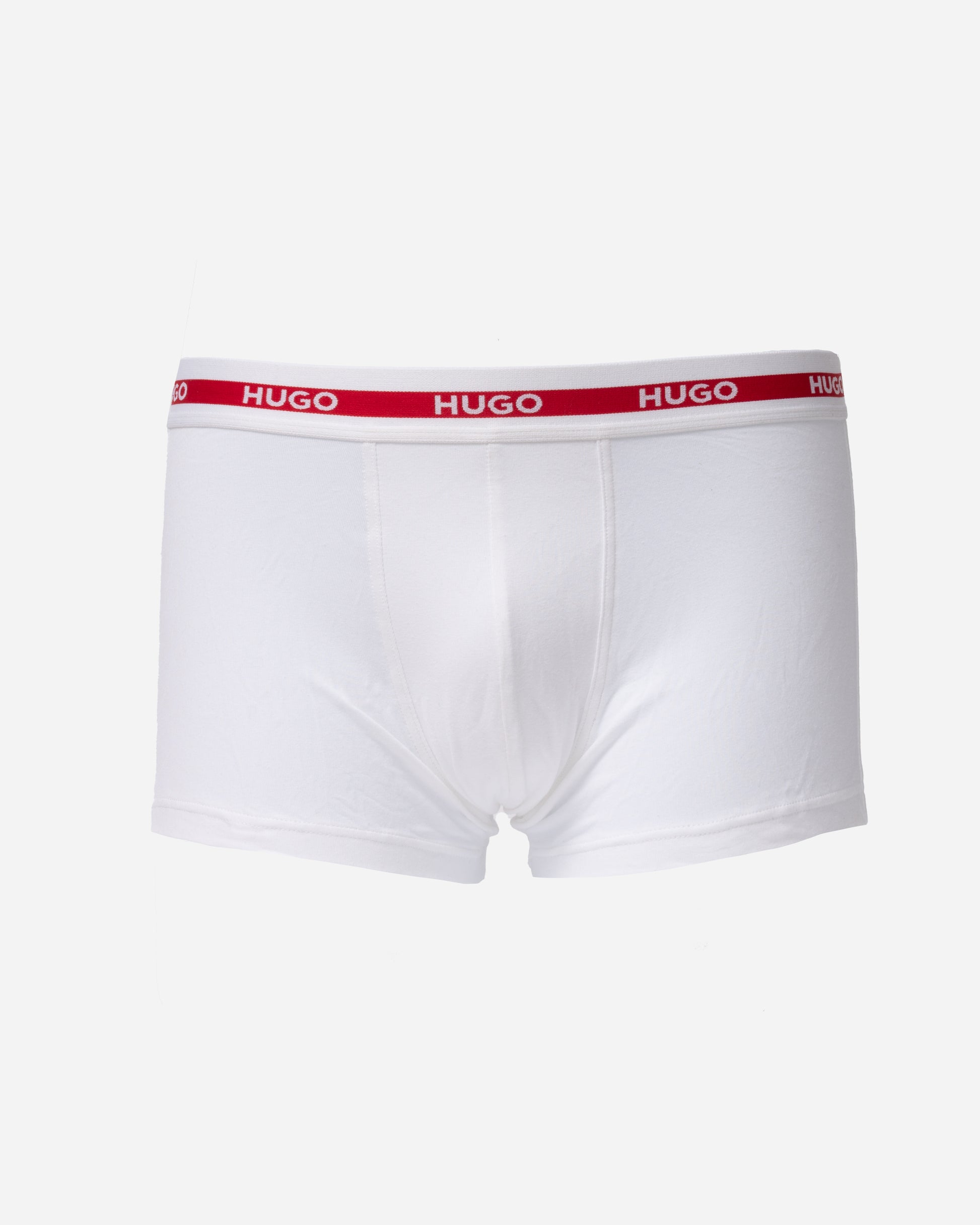 HUGO Planet 3-Pack Stretch-Cotton Logo Waistband Trunks - Bright Red 621 - CHO - Designer Mens Underwear