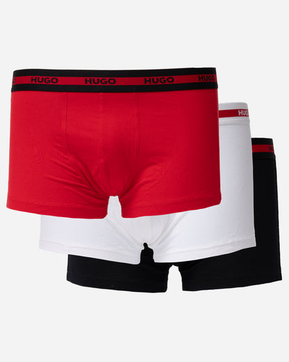 HUGO Planet 3-Pack Stretch-Cotton Logo Waistband Trunks
