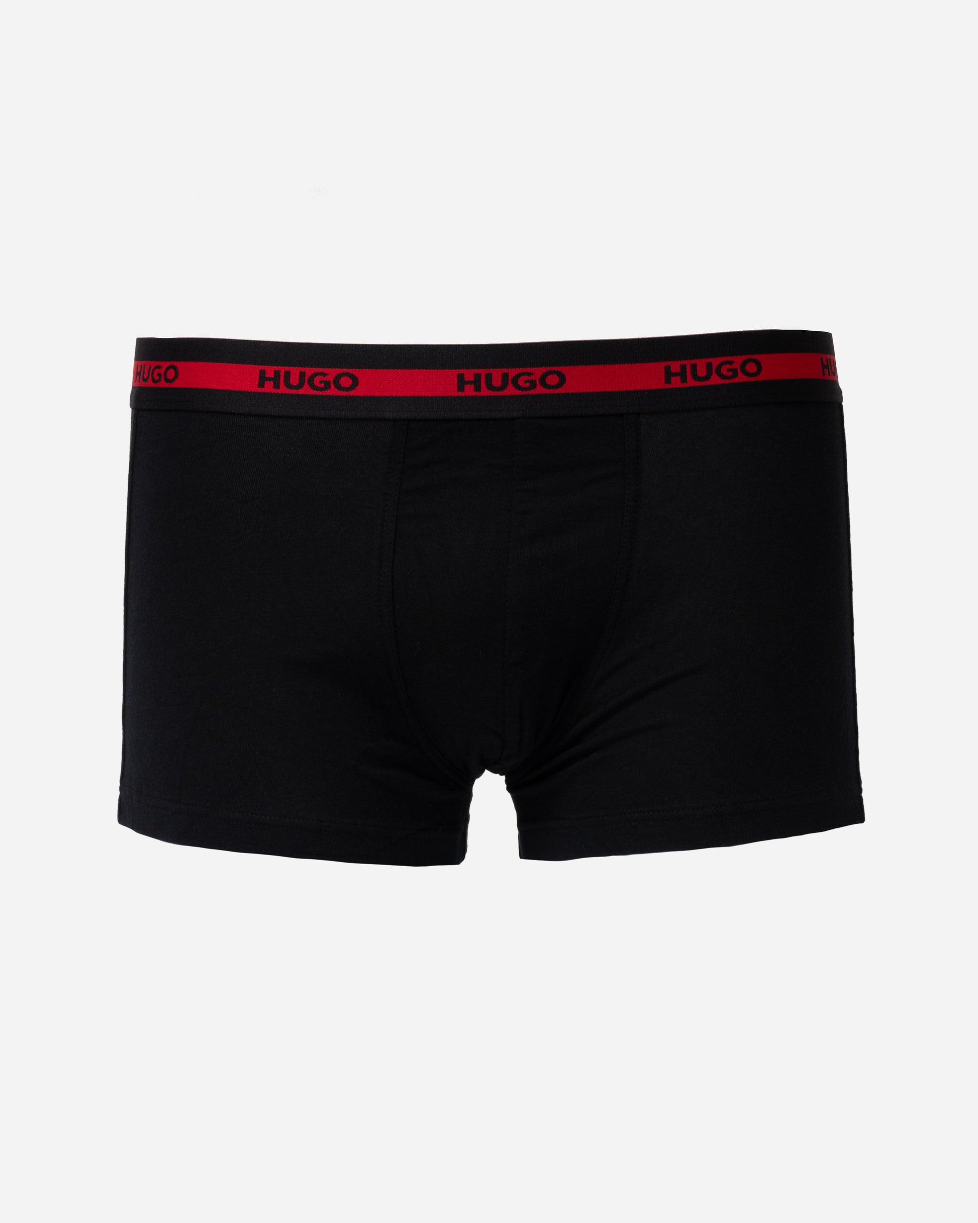 HUGO Planet 3-Pack Stretch-Cotton Logo Waistband Trunks - Bright Red 621 - CHO - Designer Mens Underwear