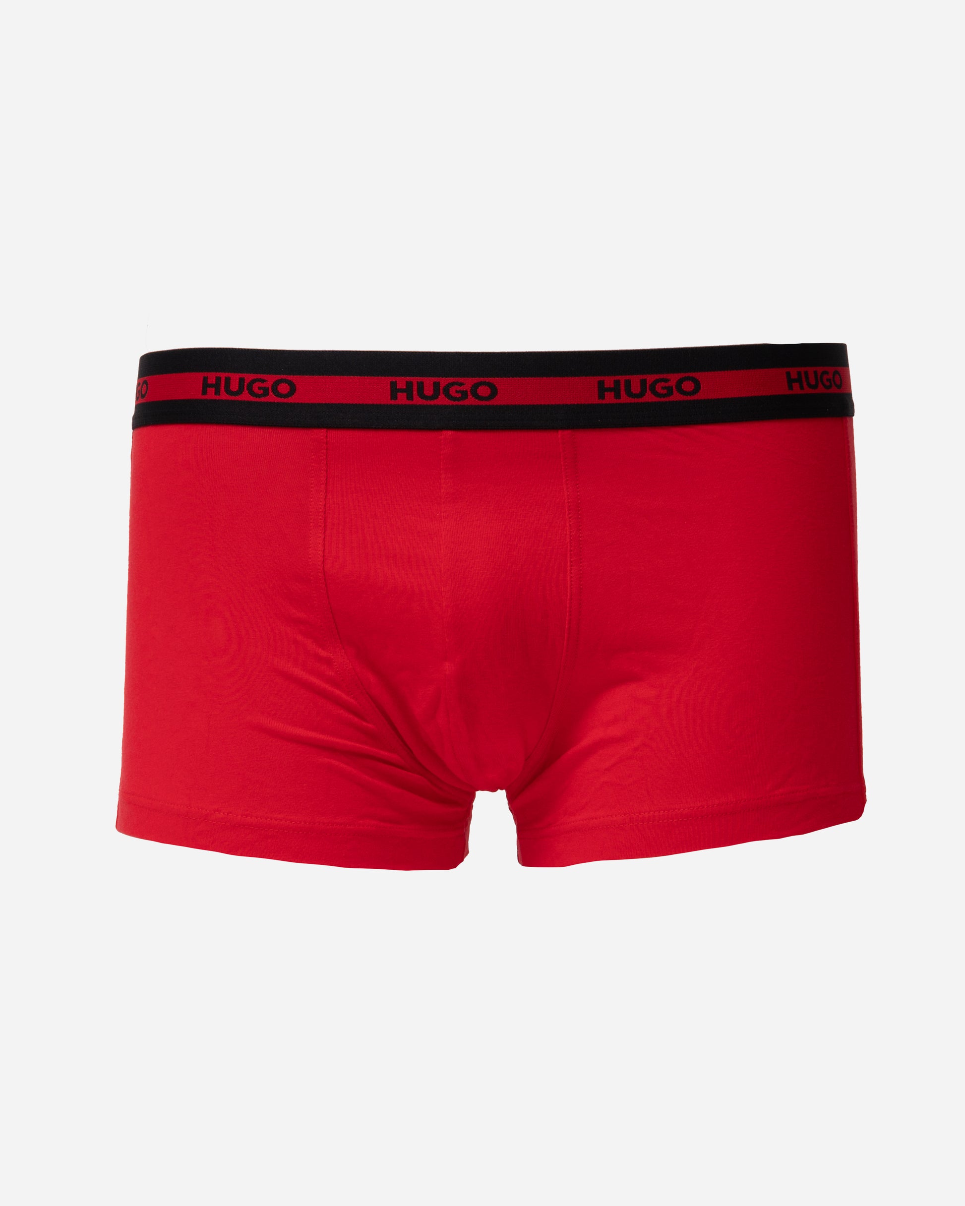 HUGO Planet 3-Pack Stretch-Cotton Logo Waistband Trunks - Bright Red 621 - CHO - Designer Mens Underwear