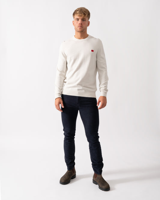 HUGO San Cassius Mens Crew Neck Sweater in Natural