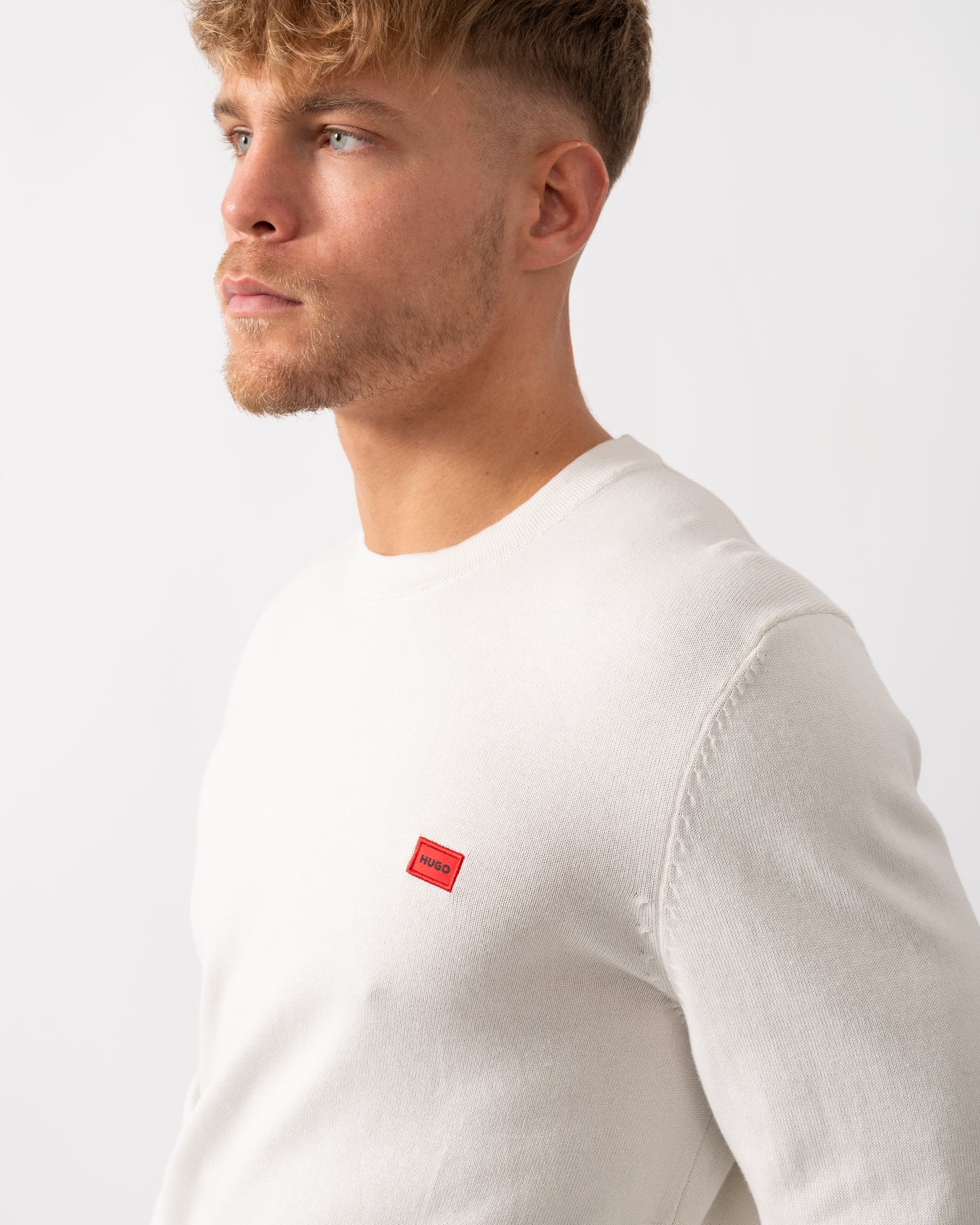 HUGO San Cassius Mens Crew Neck Sweater - Natural 102