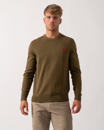 HUGO San Cassius Mens Crew Neck Sweater - Open Green 355
