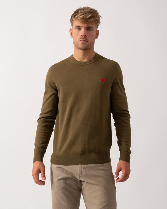 HUGO San Cassius Mens Crew Neck Sweater - Open Green 355