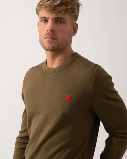 HUGO San Cassius Mens Crew Neck Sweater - Open Green 355