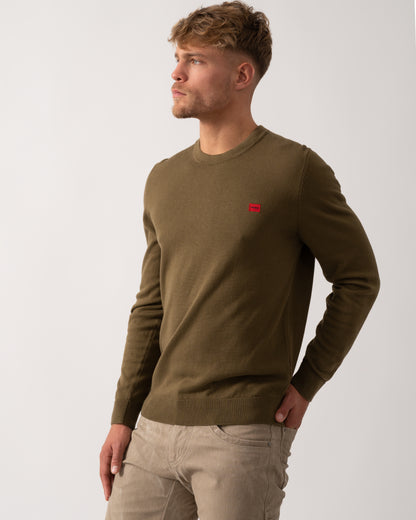 HUGO San Cassius Mens Crew Neck Sweater - Open Green 355