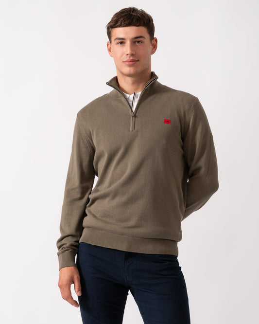 HUGO San Quintus-C Mens 1/4 Zip Pullover - Medium Grey 032