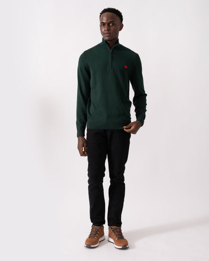 HUGO San Quintus-C Mens 1/4 Zip Pullover - Open Green 385
