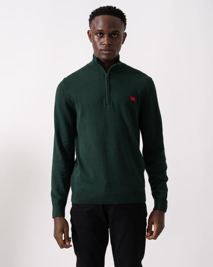 HUGO San Quintus-C Mens 1/4 Zip Pullover - Open Green 385