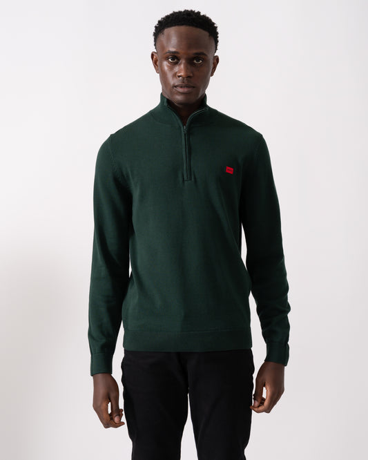 HUGO San Quintus-C Mens 1/4 Zip Pullover - Open Green 385