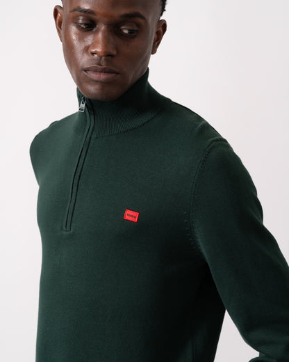 HUGO San Quintus-C Mens 1/4 Zip Pullover - Open Green 385