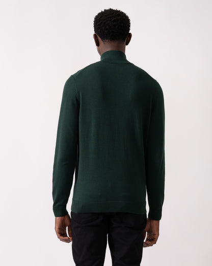 HUGO San Quintus-C Mens 1/4 Zip Pullover - Open Green 385