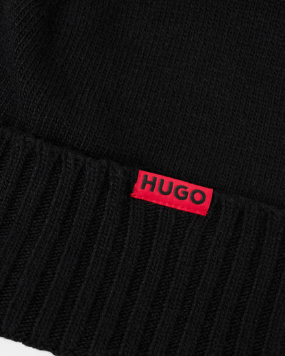 Logo on the HUGO Xanti Mens Beanie and Gloves Gift Set - Black 001