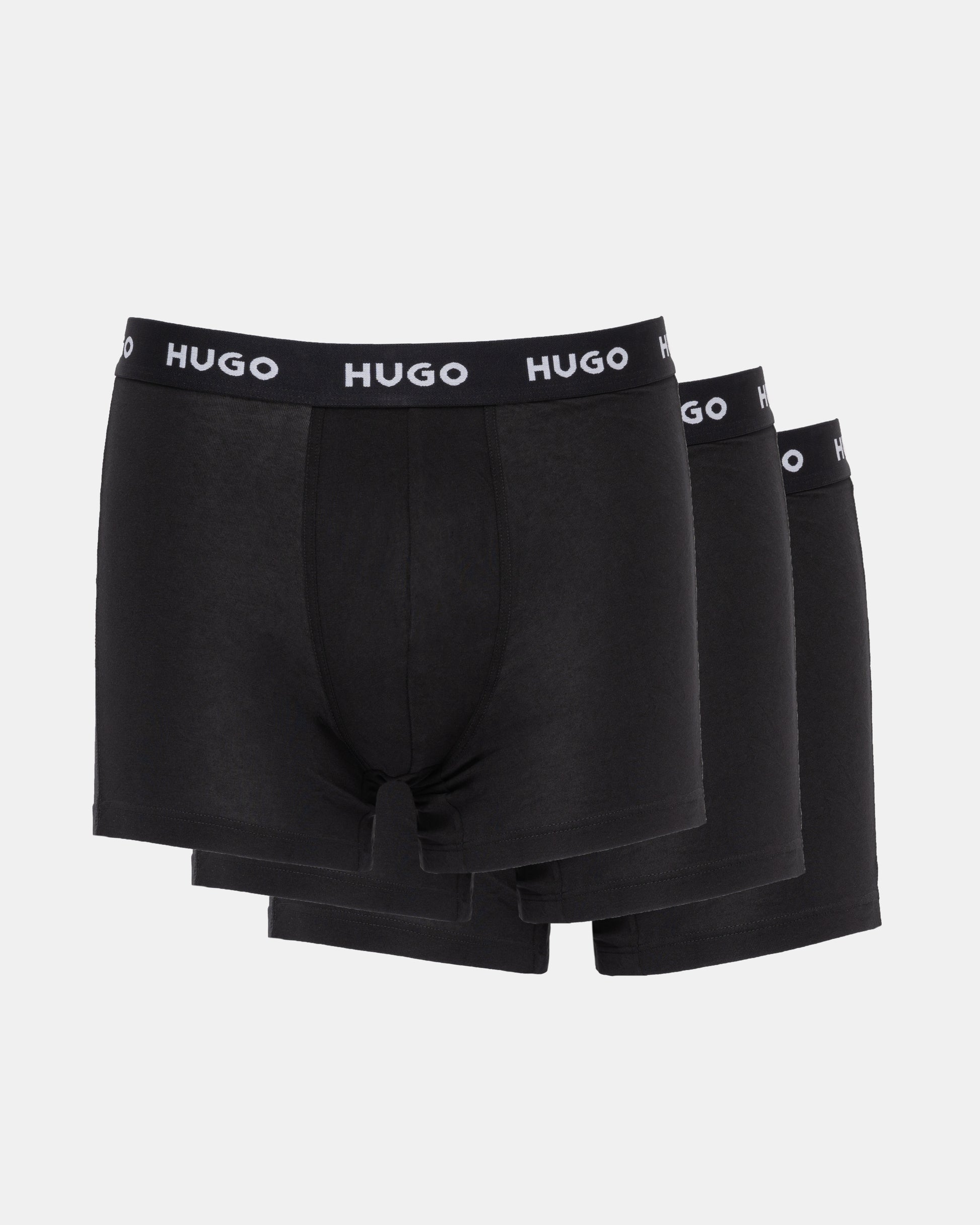 HUGO 3 Pack Mens Boxer Briefs with Logo Waistbands - Black 005 3 pack