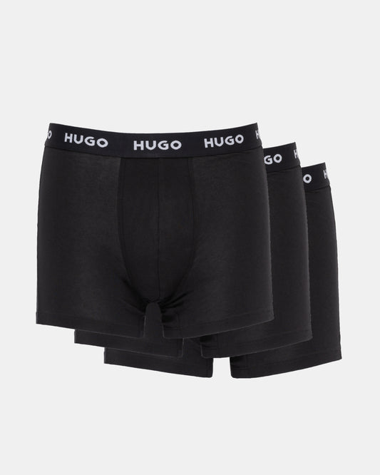 HUGO 3 Pack Mens Boxer Briefs with Logo Waistbands - Black 005 3 pack
