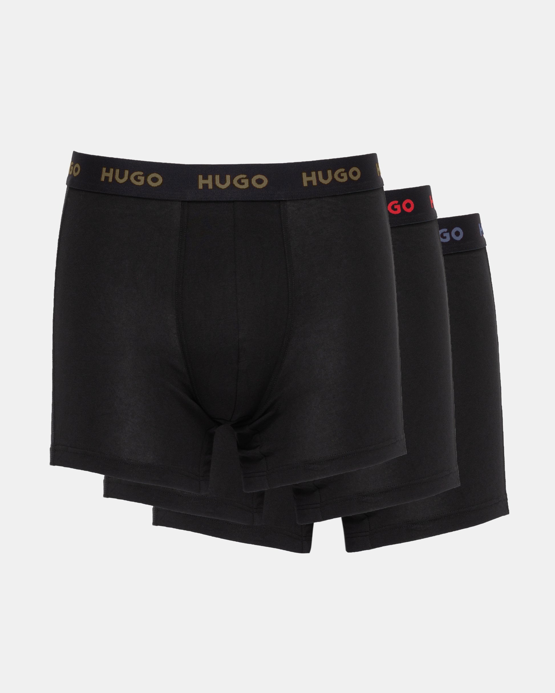 HUGO Mens 3 Pack Boxer Briefs With Logo Waistbands - Black 006 3 pack