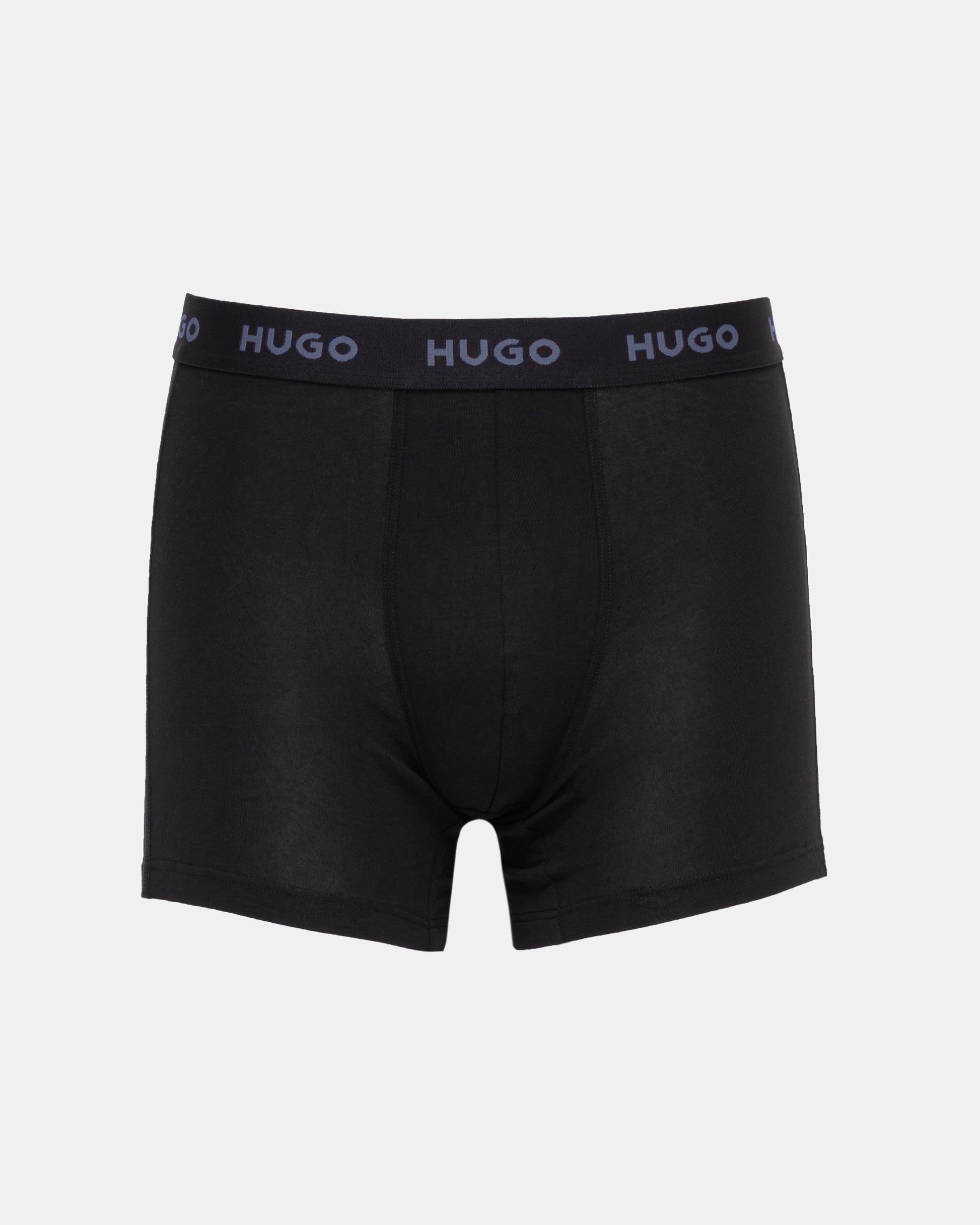 HUGO Mens 3 Pack Boxer Briefs With Logo Waistbands - Black 006 blue logo