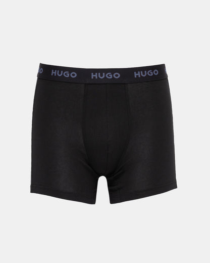 HUGO Mens 3 Pack Boxer Briefs With Logo Waistbands - Black 006 blue logo
