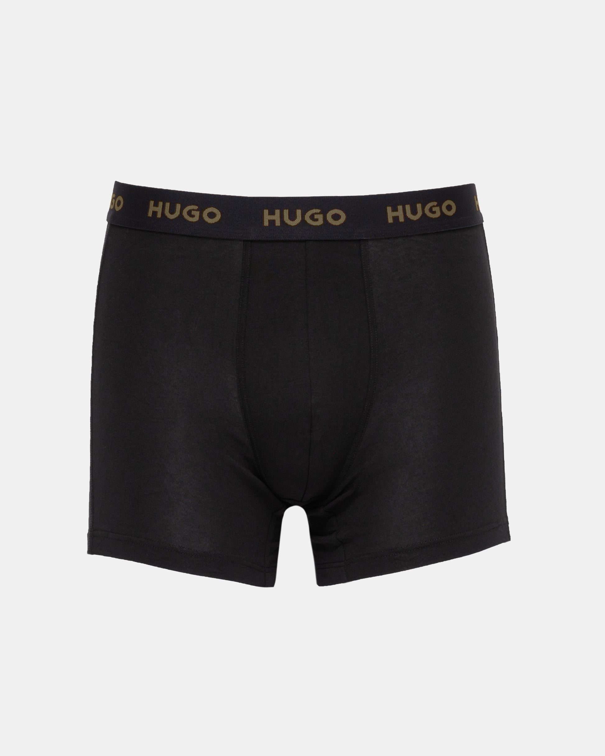 HUGO Mens 3 Pack Boxer Briefs With Logo Waistbands - Black 006 green logo 