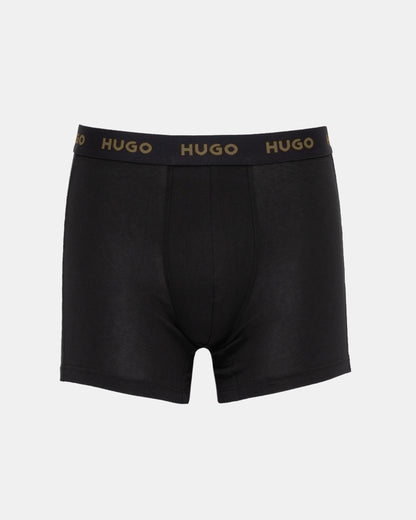 HUGO Mens 3 Pack Boxer Briefs With Logo Waistbands - Black 006 green logo 