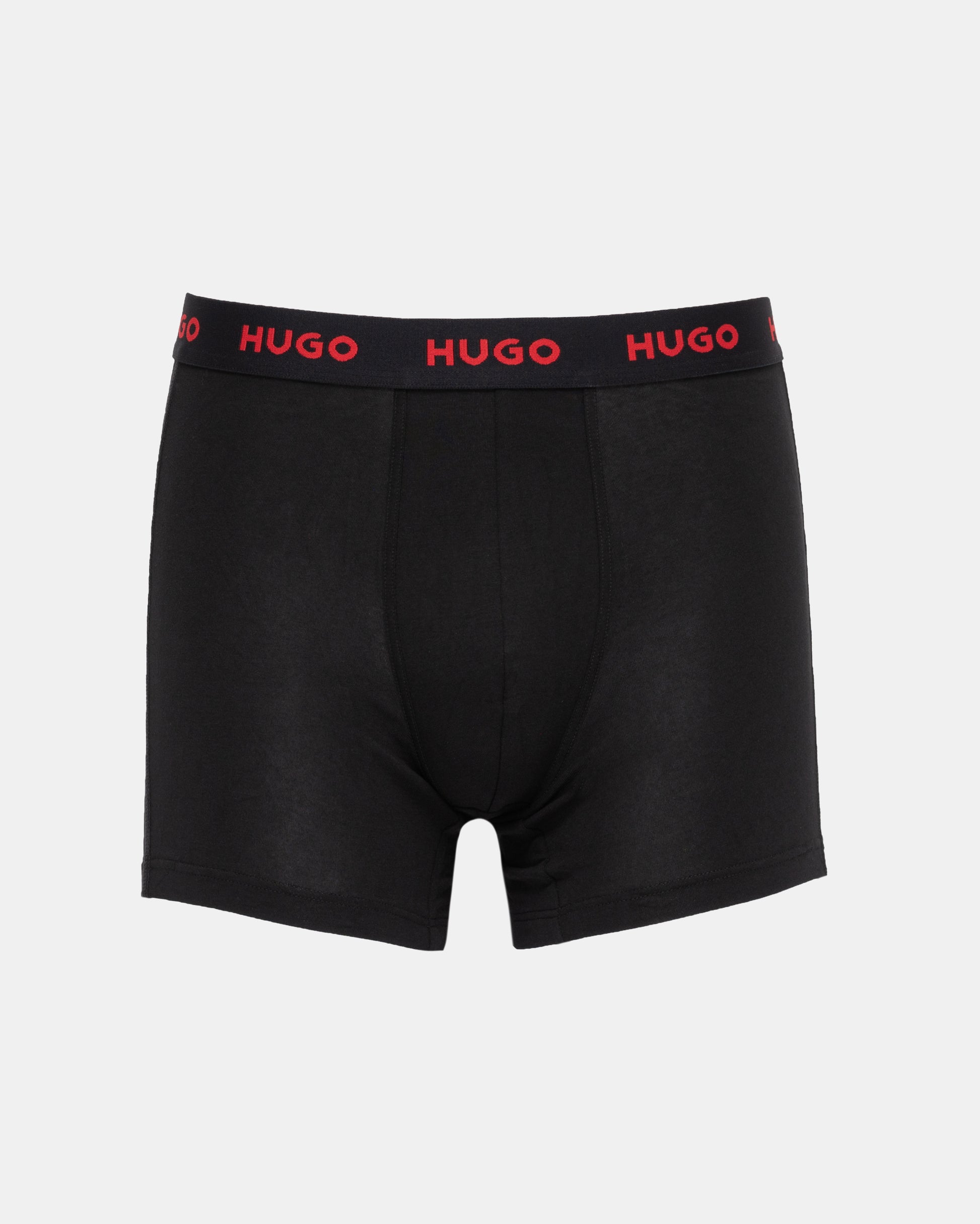 HUGO Mens 3 Pack Boxer Briefs With Logo Waistbands - Black 006 red logo