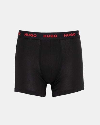 HUGO Mens 3 Pack Boxer Briefs With Logo Waistbands - Black 006 red logo