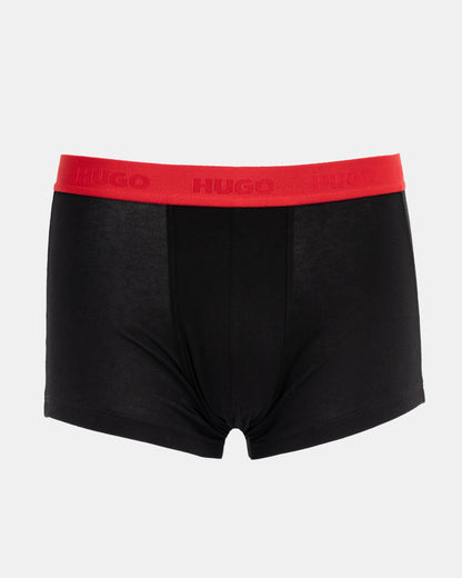 HUGO 3-Pack Mens Trunks with Coloured Waistbands - Black 009