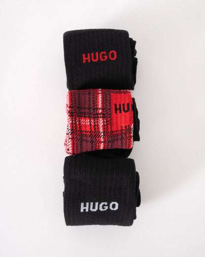 HUGO Mens 3 Pack QS Plaid Sock Gift Set - Open Miscellaneous 960