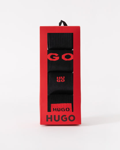HUGO Mens 4-Pack RS Rib Sock Gift Set in Black 001