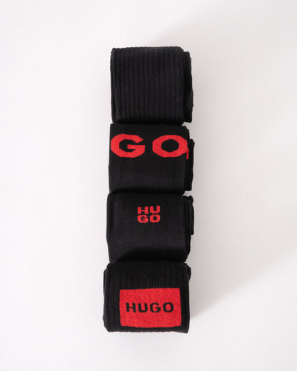 HUGO Mens 4-Pack RS Rib Sock Gift Set - Black 001