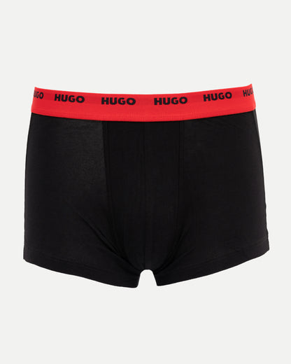 HUGO 5-Pack Mens Stretch-Cotton Trunks with Logo Waistbands  - Black 003
