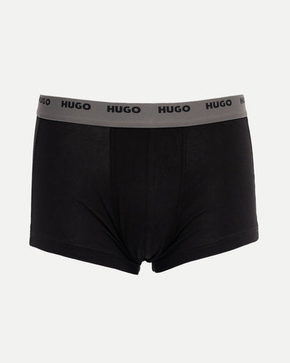 HUGO 5-Pack Mens Stretch-Cotton Trunks with Logo Waistbands  - Black 003