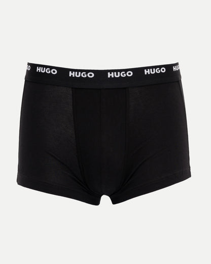 HUGO 5-Pack Mens Stretch-Cotton Trunks with Logo Waistbands  - Black 003