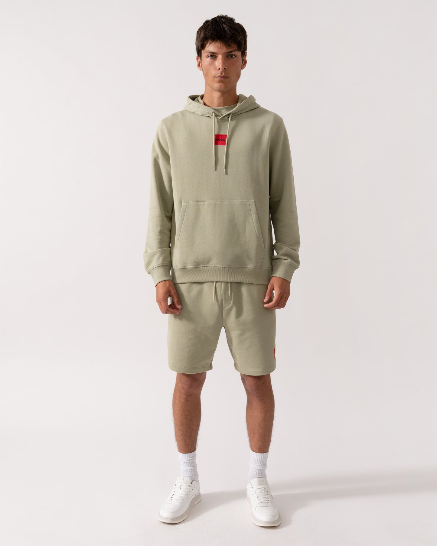 HUGO Daratschi214 Label Logo Mens Hoodie - Open Green 391