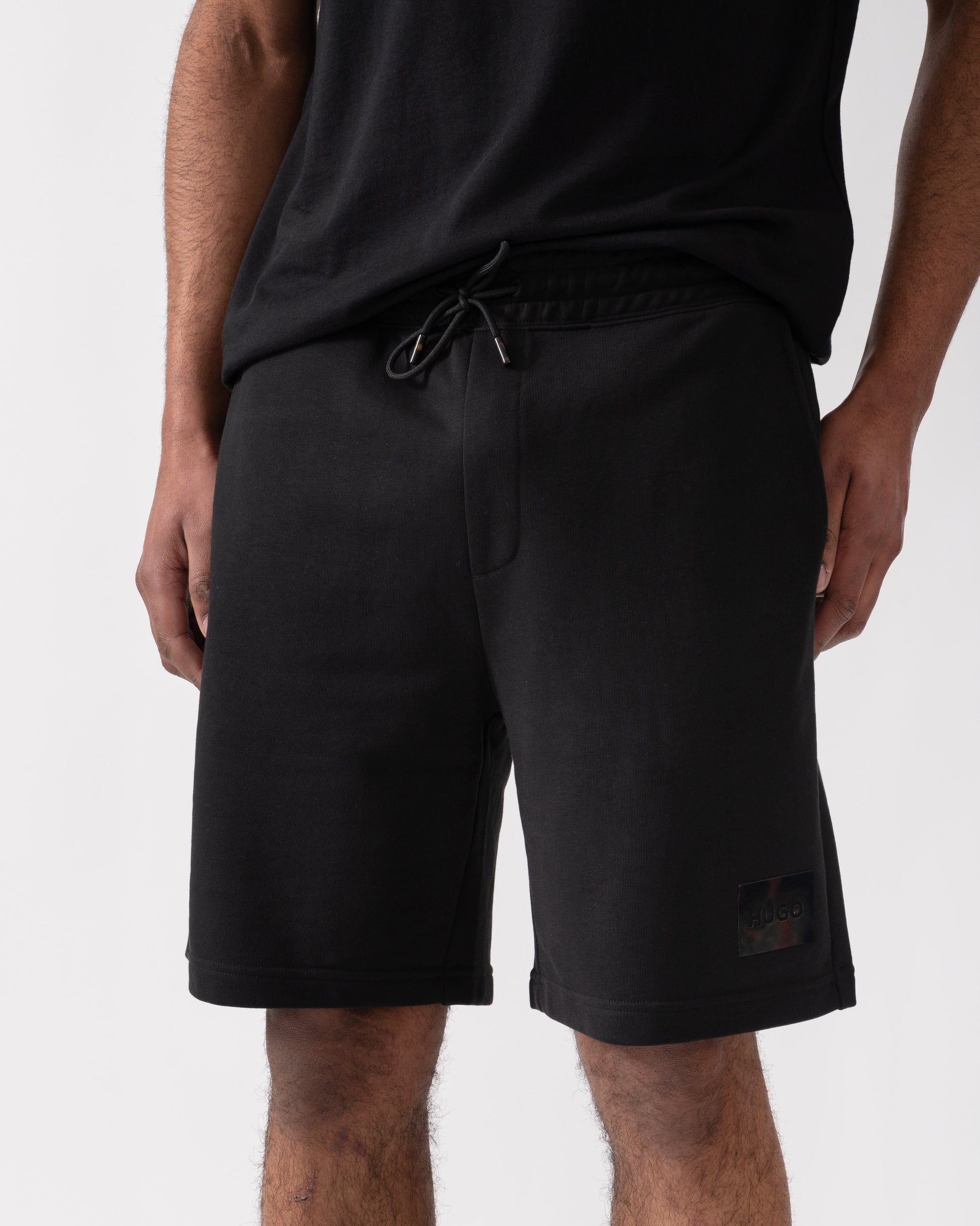 HUGO Darix Mens Jogger Shorts - Black 001 | CHO | Designer Mens Jogger Shorts
