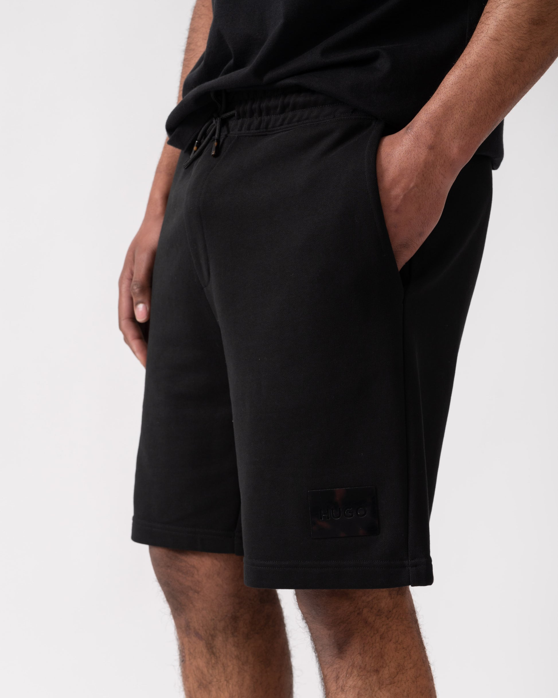 HUGO Darix Mens Jogger Shorts - Black 001 | CHO | Designer Mens Jogger Shorts