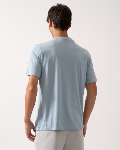 HUGO Dero222 Mens Cotton-Jersey T-Shirt with Logo Print - Open Blue 483