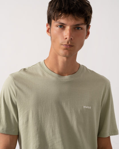 HUGO Dero222 Mens Cotton-Jersey T-Shirt with Logo Print - Open Green 391